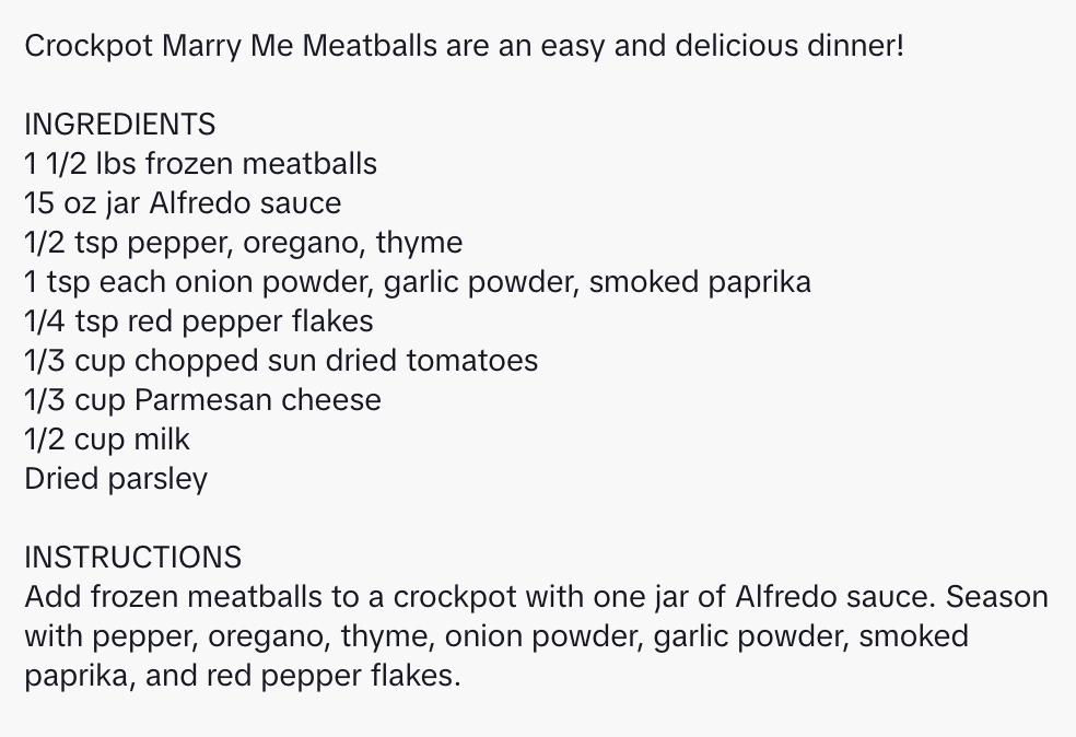 Crockpot Marry Me Meatballs