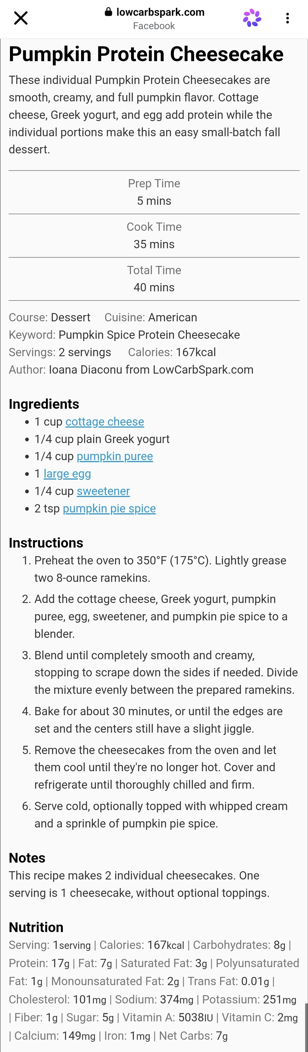 Pumpkin Protein Cheesecake