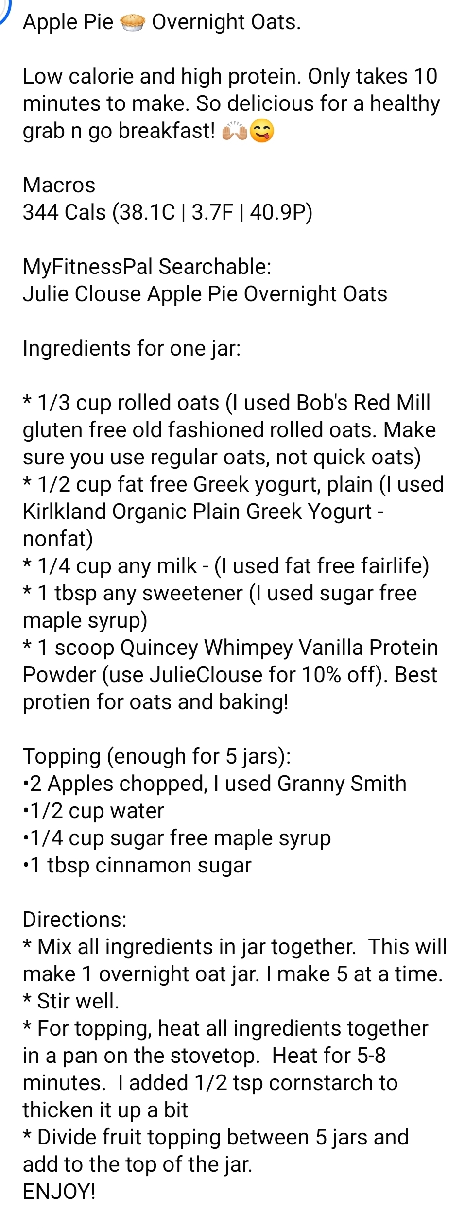 Apple Pie Overnight Oats