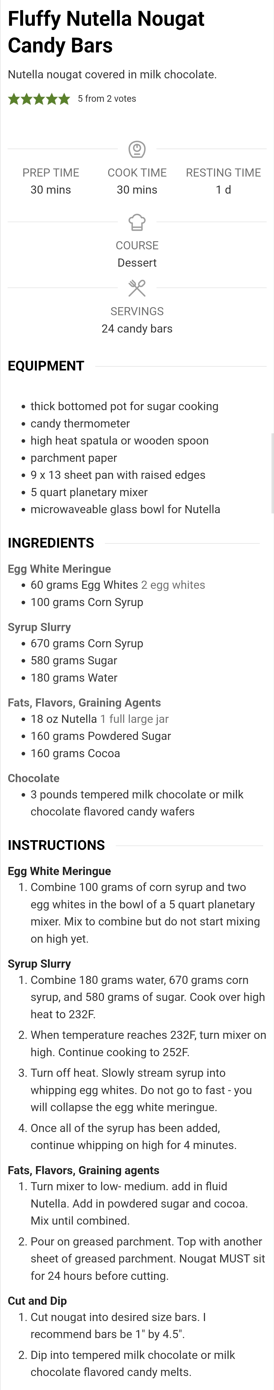 Fluffy Nutella Nougat Candy Bars