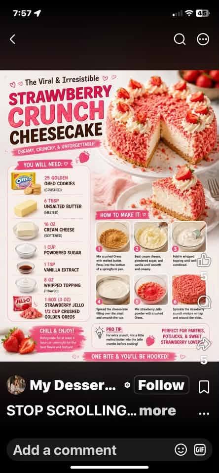 Strawberry Crunch Cheesecake