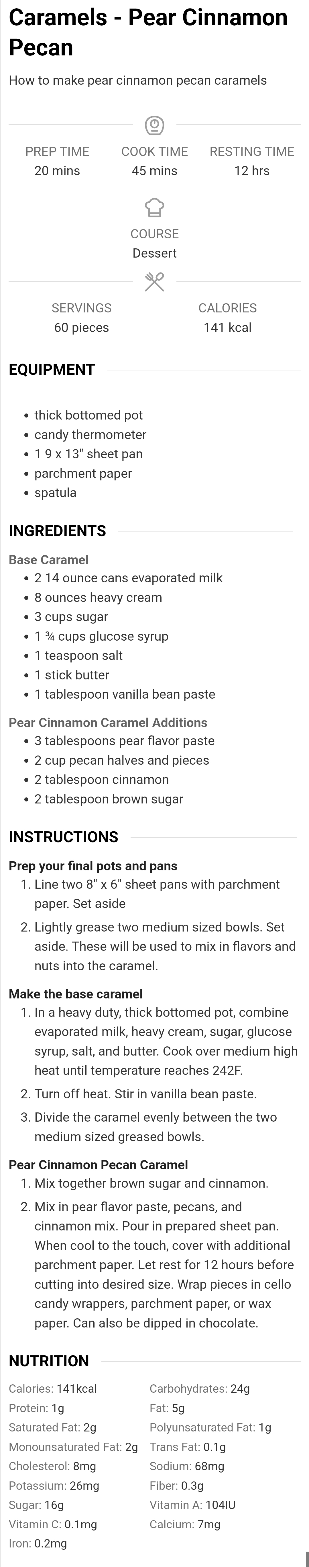 Caramels - Pear Cinnamon Pecan