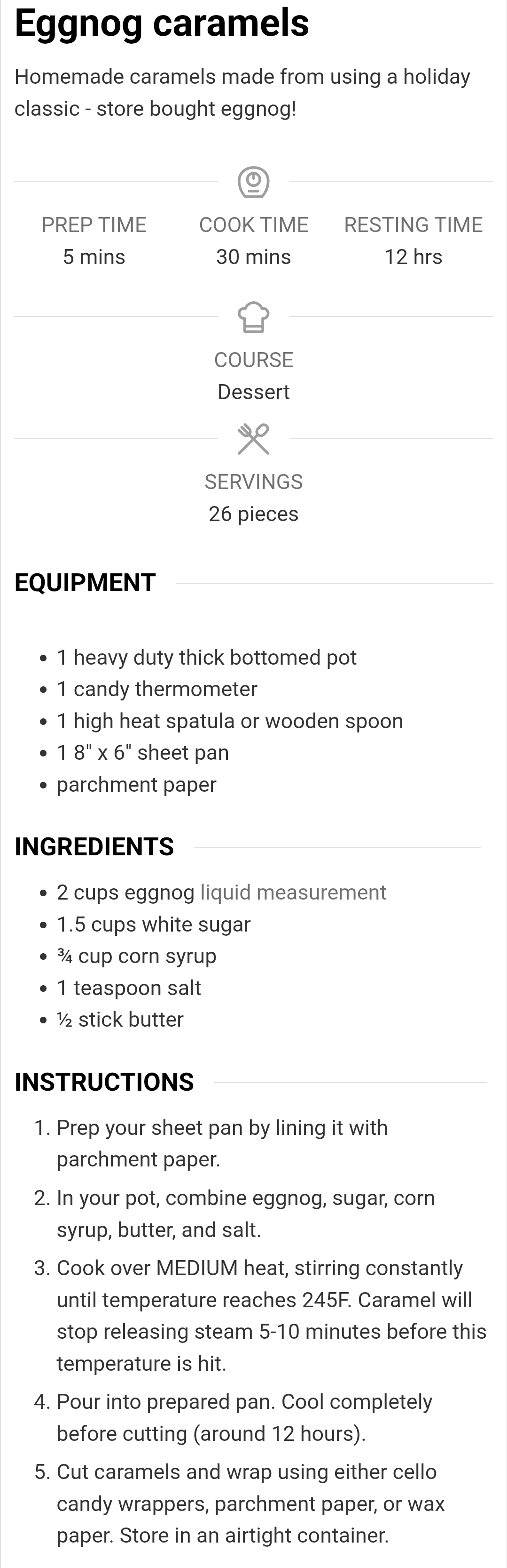 Eggnog Caramels