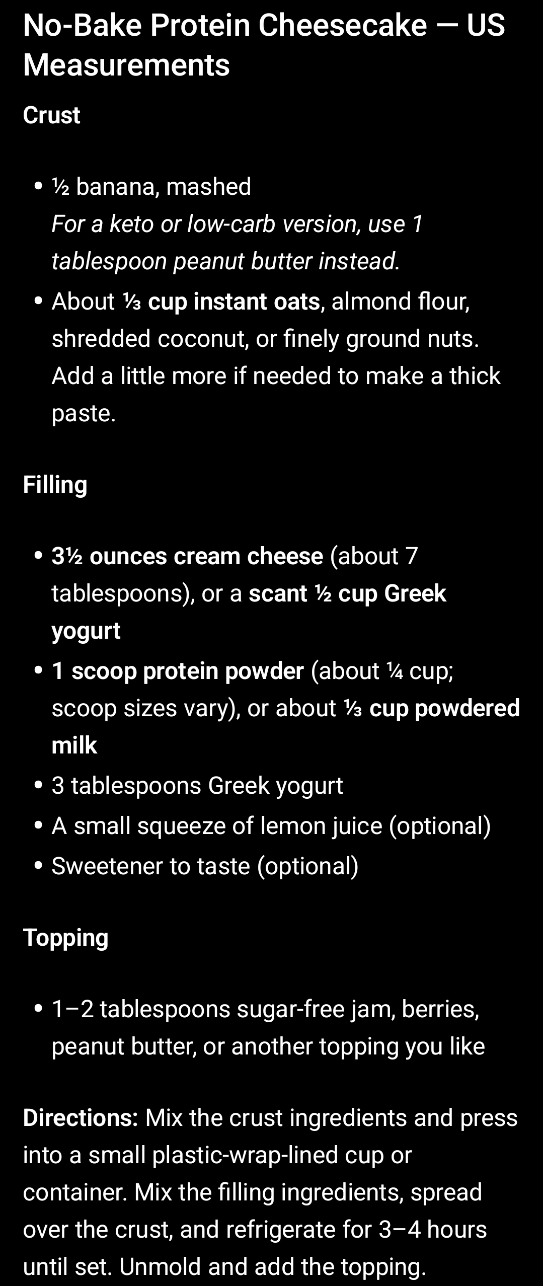 No-Bake Protein Cheesecake