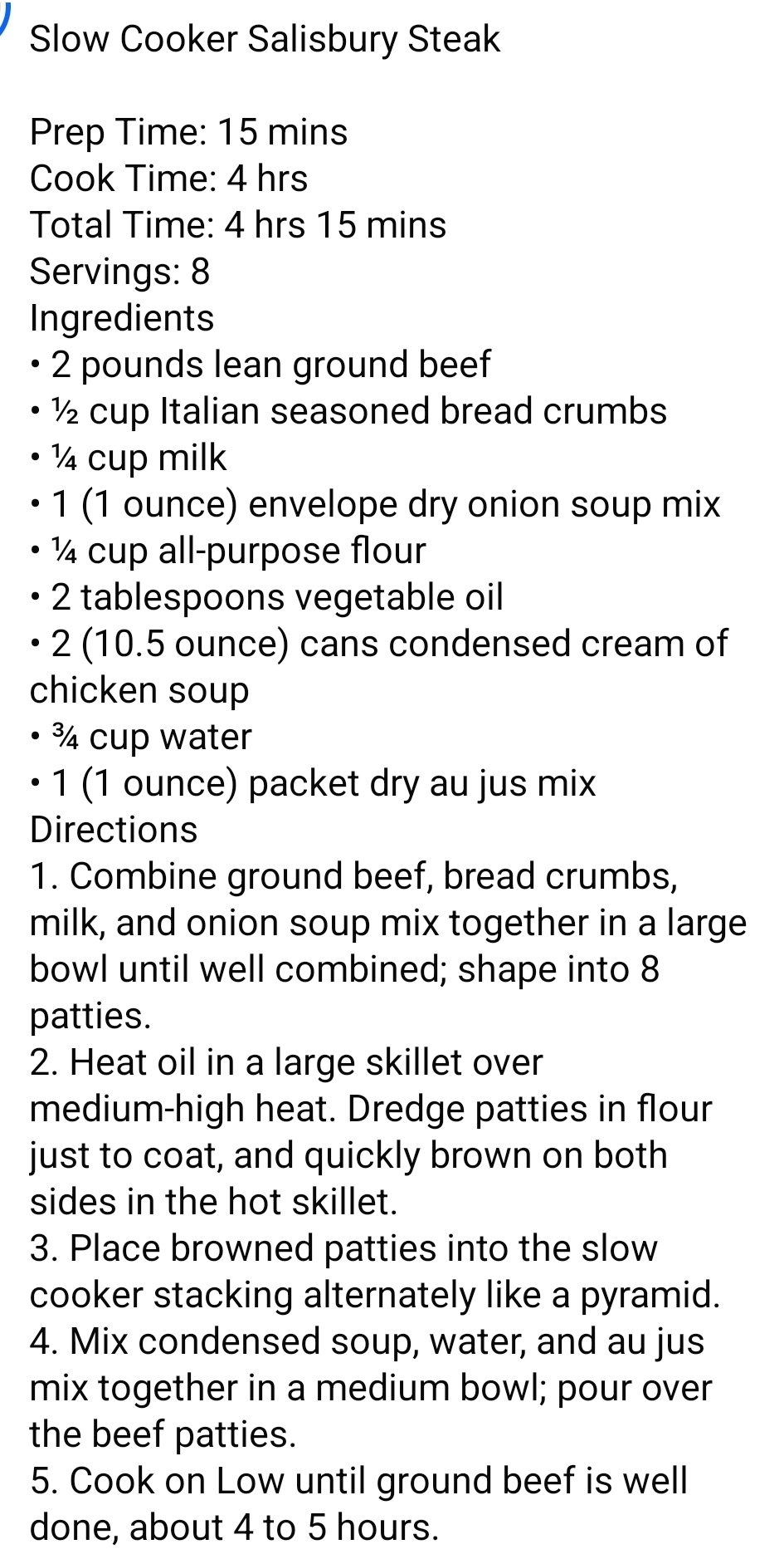 Slow Cooker Salisbury Steak