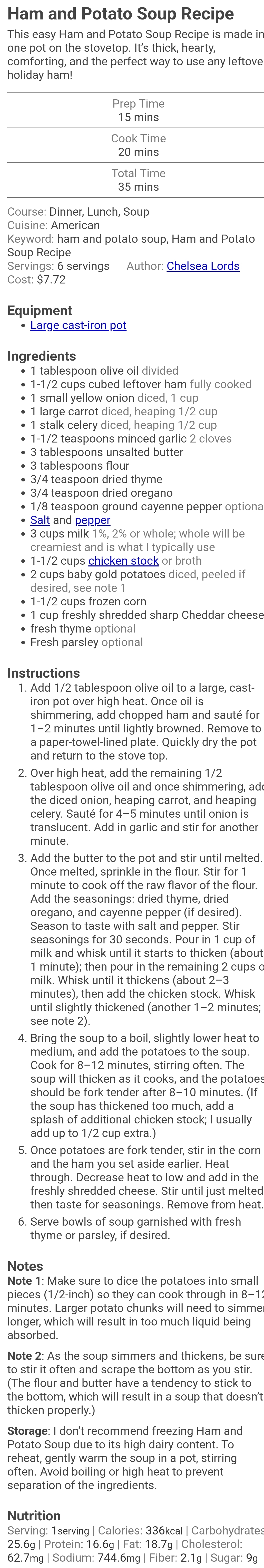 Ham and Potato Soup