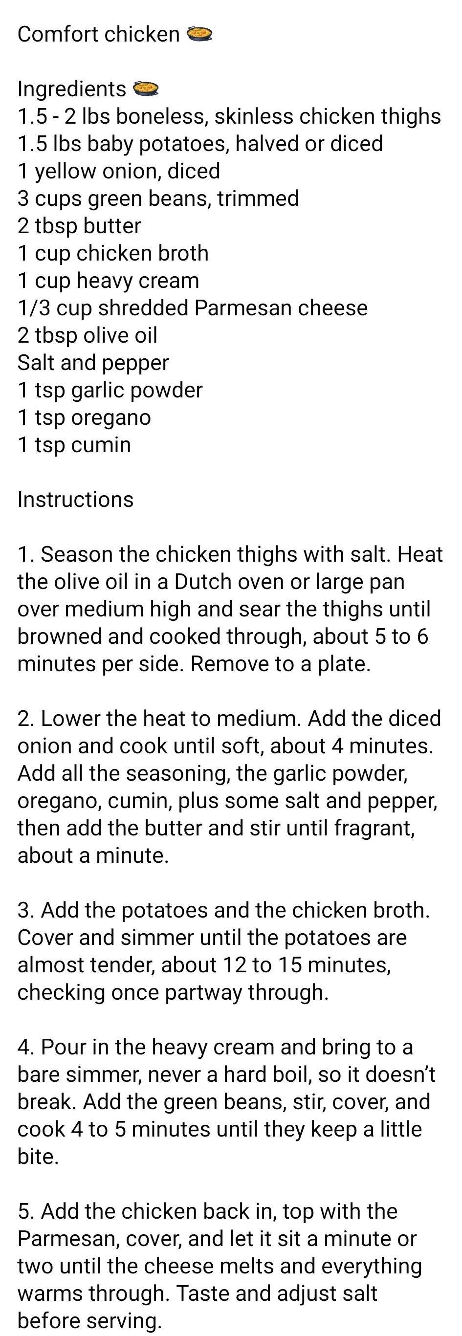 Comfort Chicken