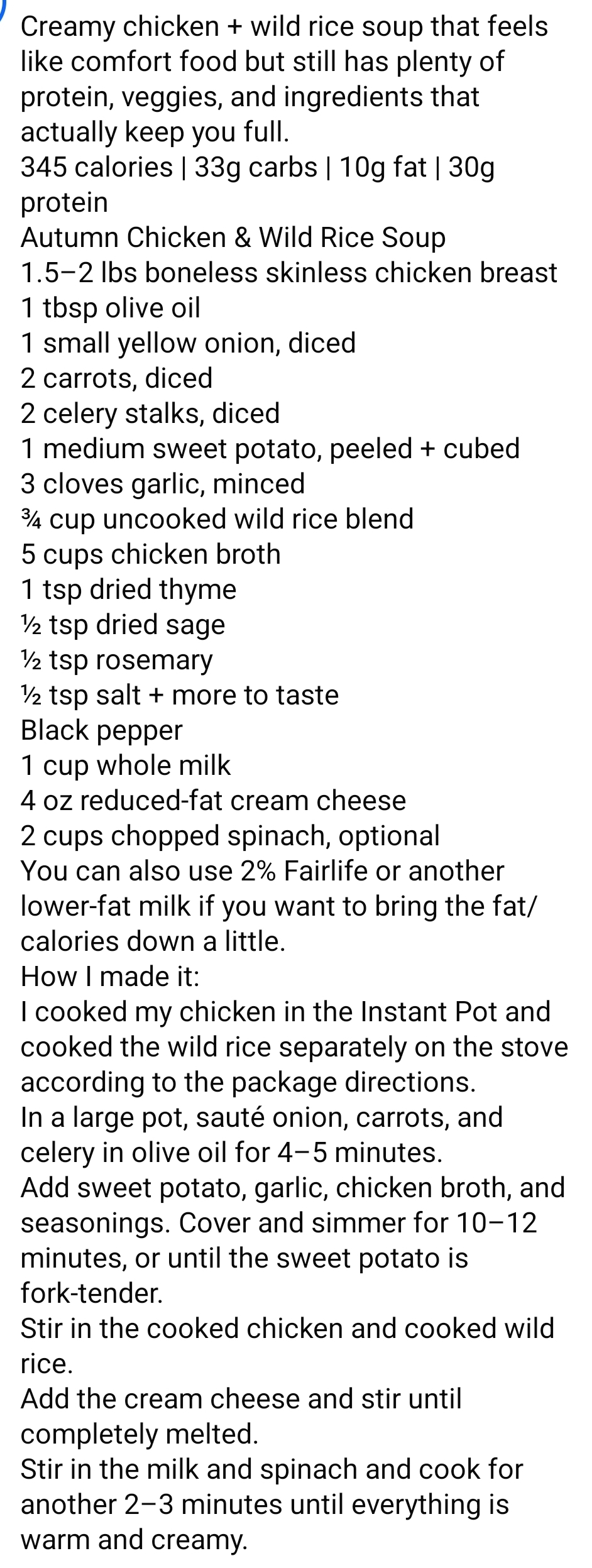 Autumn Chicken & Wild Rice Soup