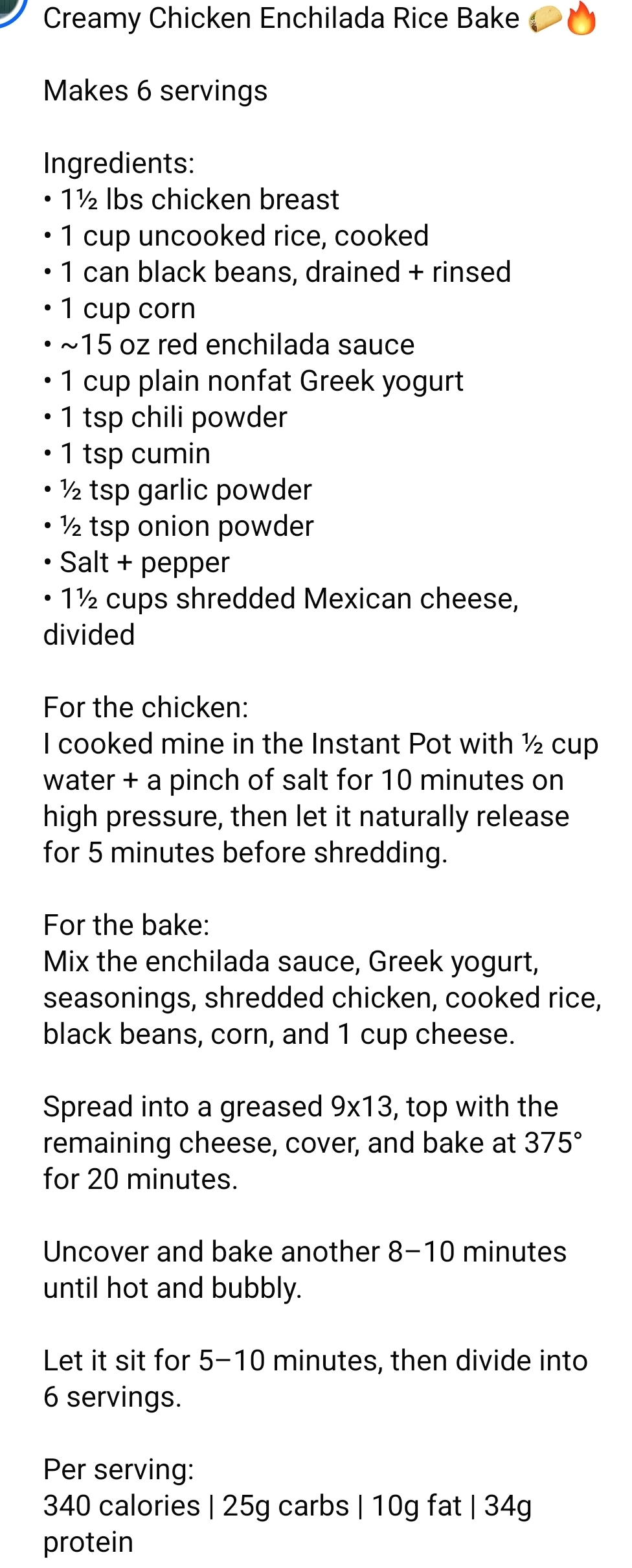 Creamy Chicken Enchilada Rice Bake