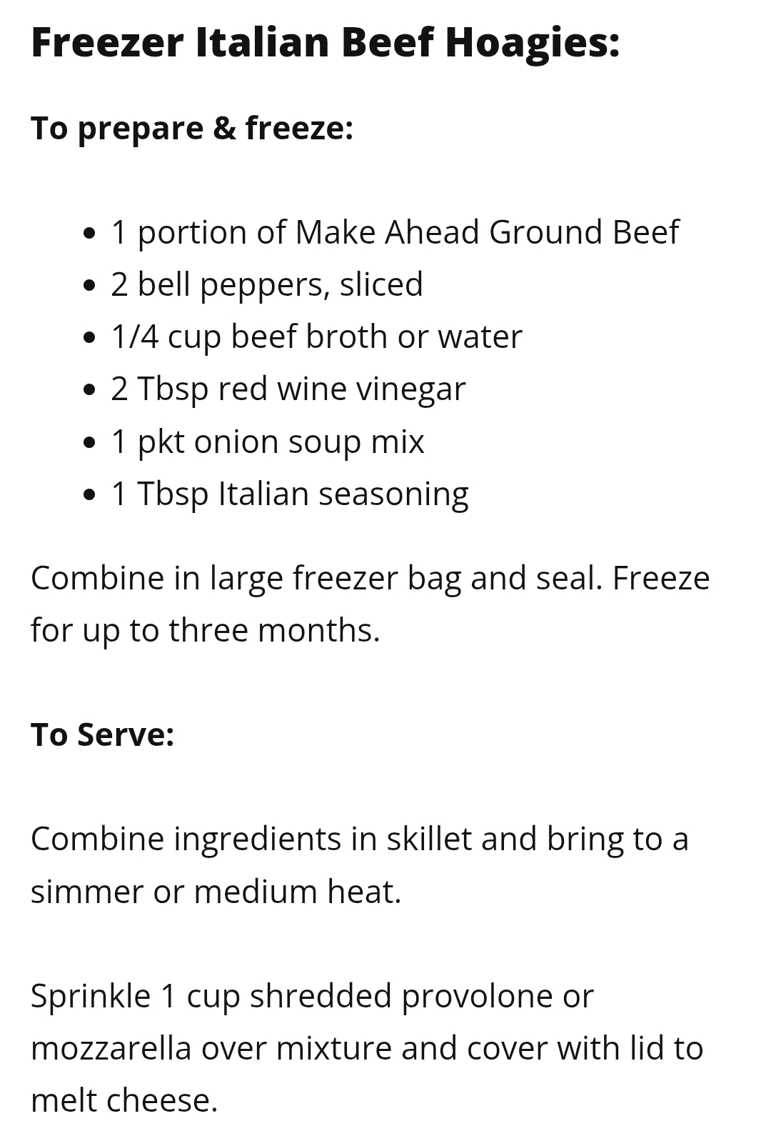 Freezer Italian Beef Hoagies
