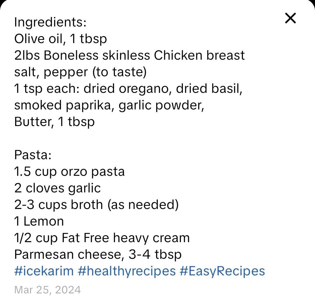 Chicken Orzo Pasta