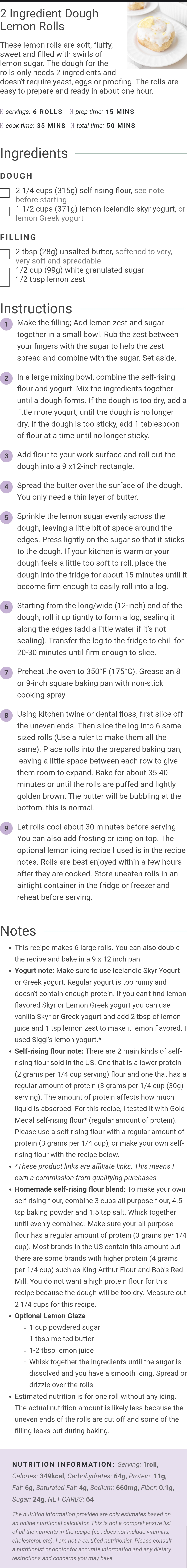 2 Ingredient Dough Lemon Rolls