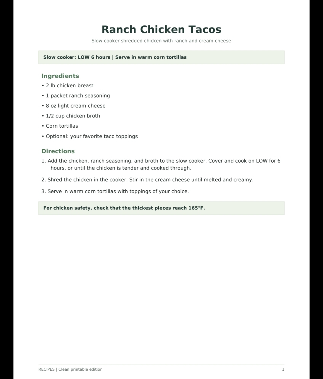 Ranch Chicken Tacos