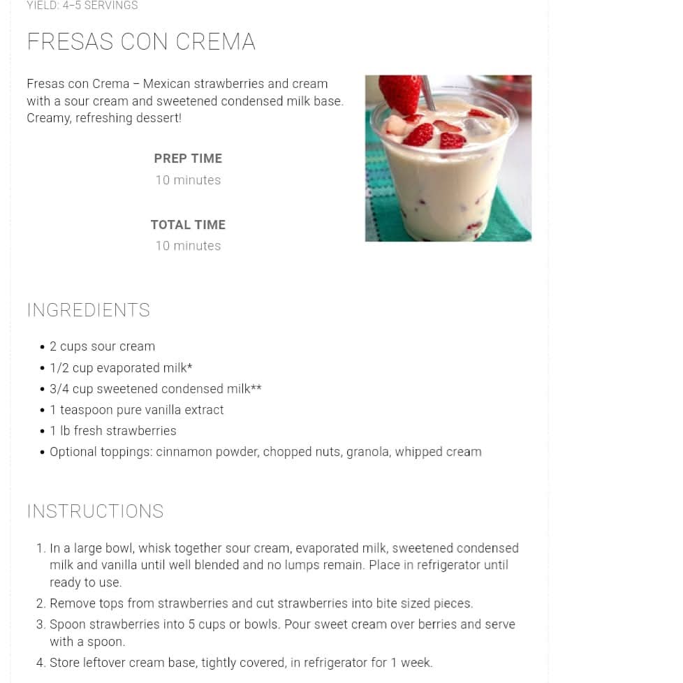 Fresas con Crema