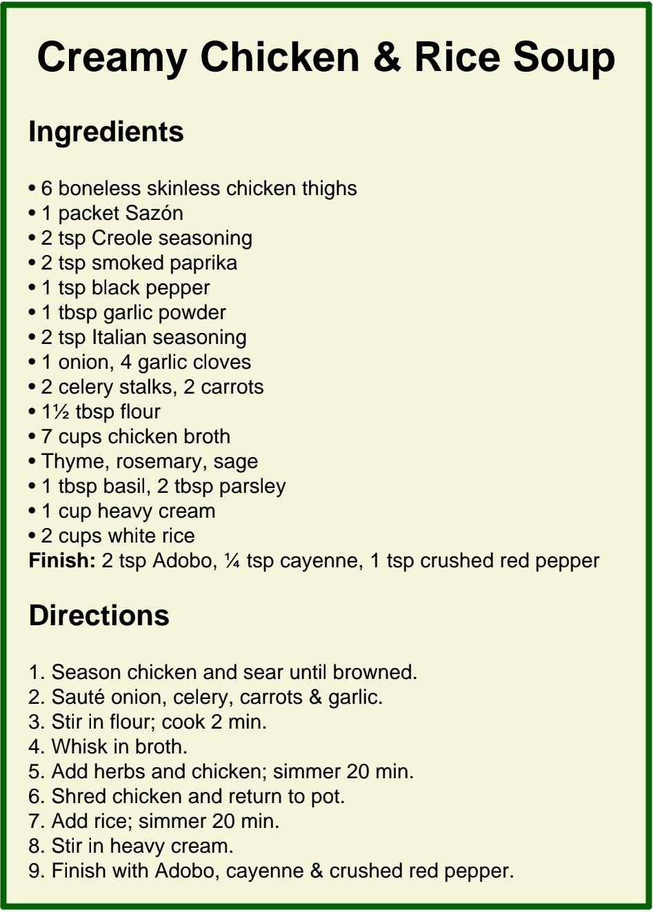Creamy Chicken & Rice Soup