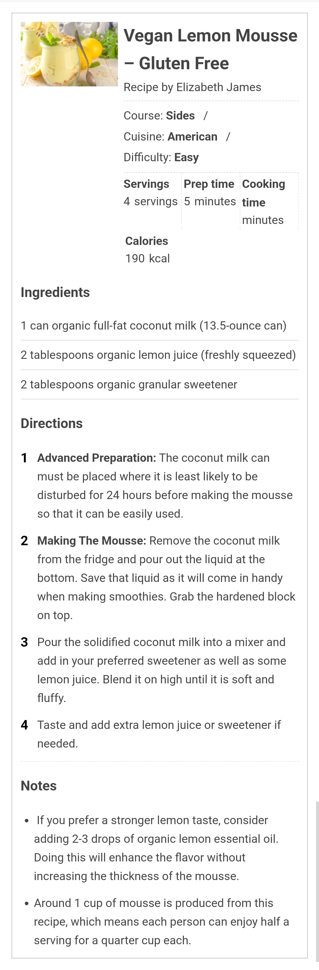 Vegan Lemon Mousse – Gluten Free