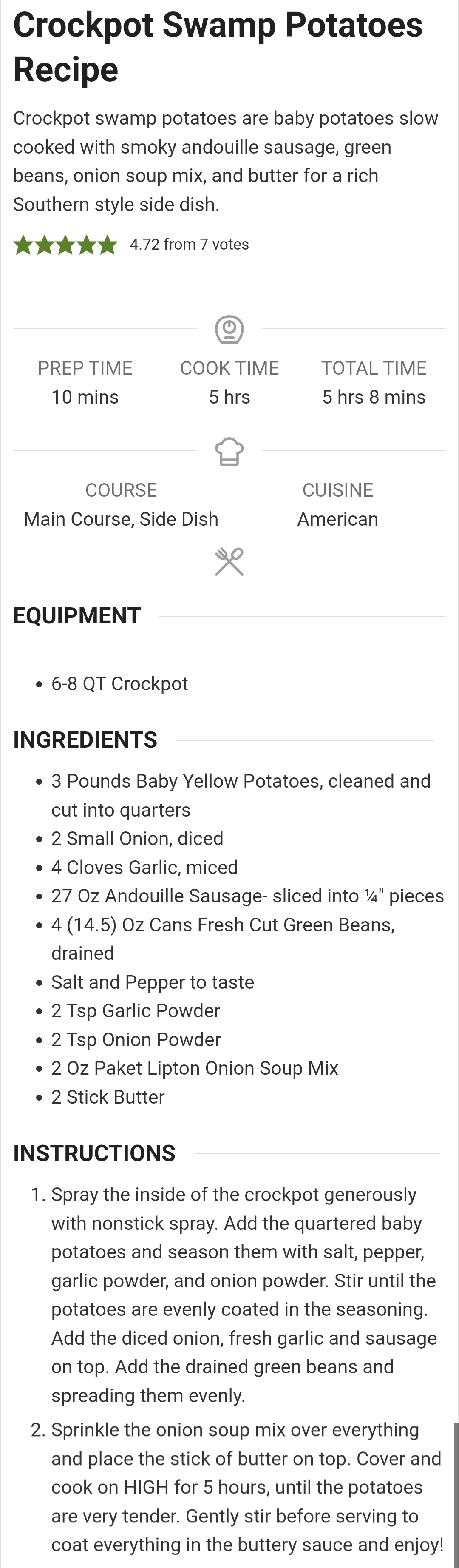 Crockpot Swamp Potatoes Recipe