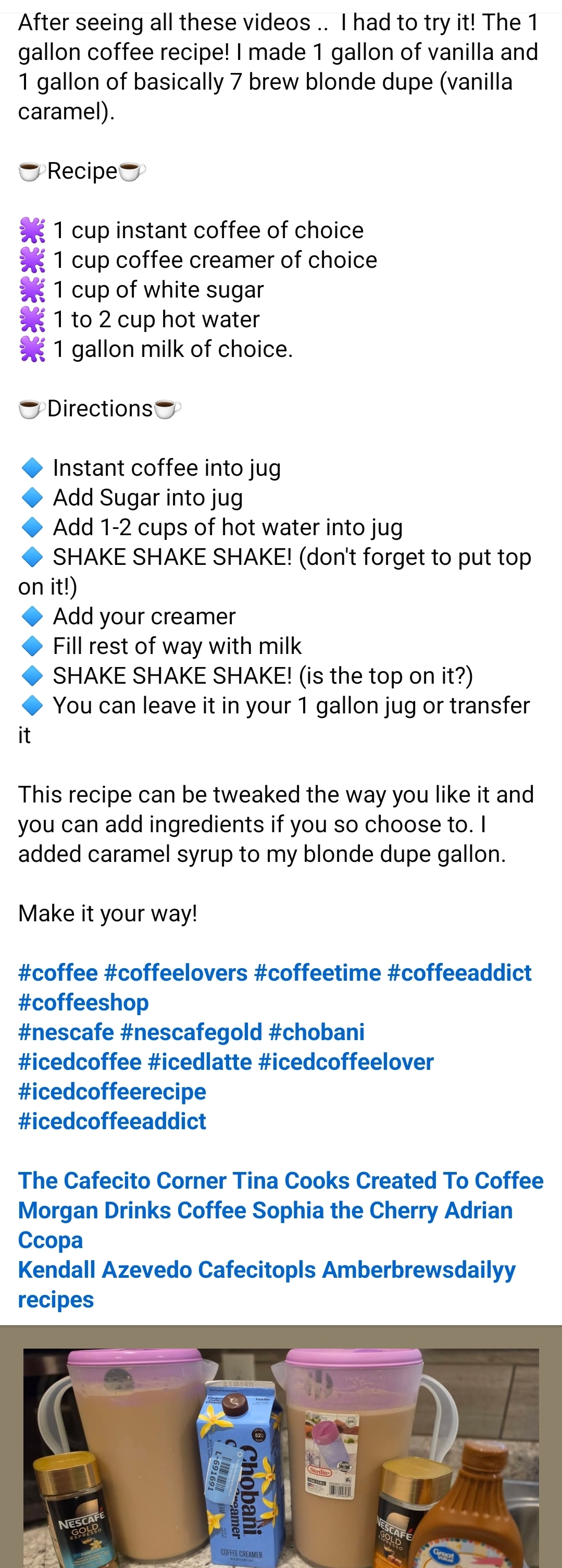 1 Gallon Coffee Recipe