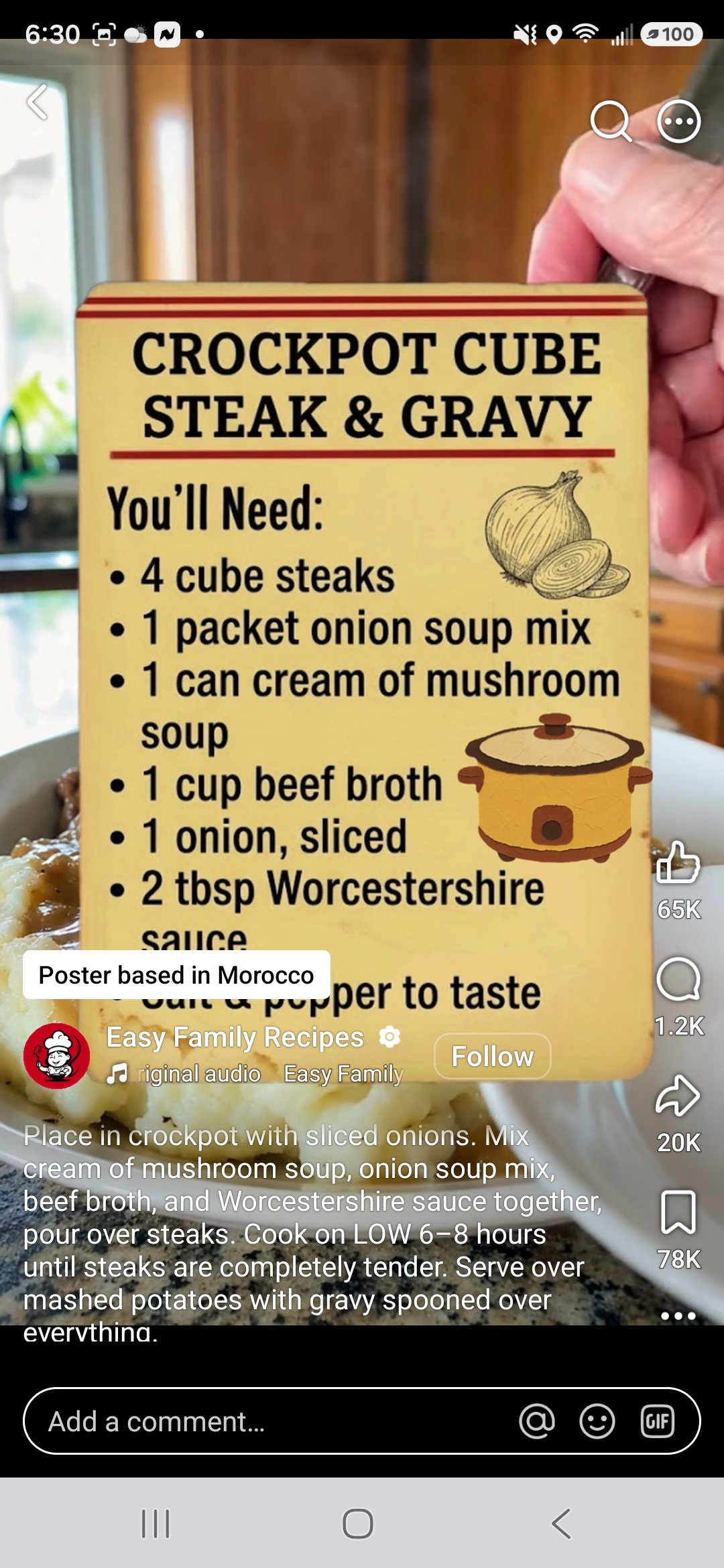Crockpot Cube Steak & Gravy