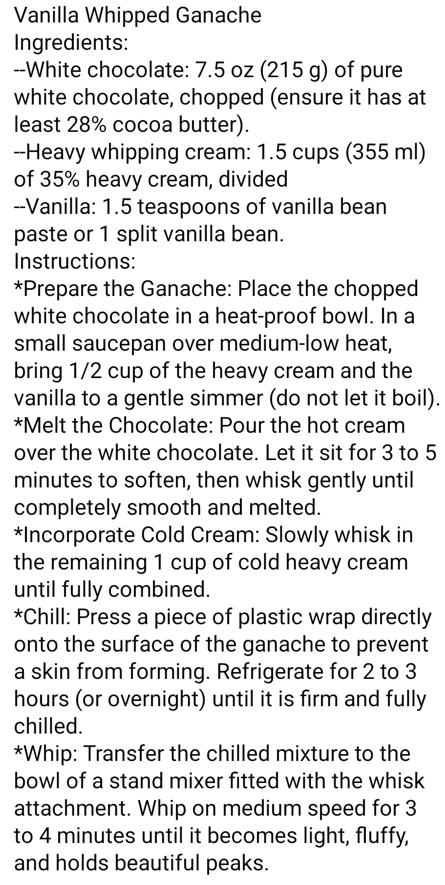 Vanilla Whipped Ganache