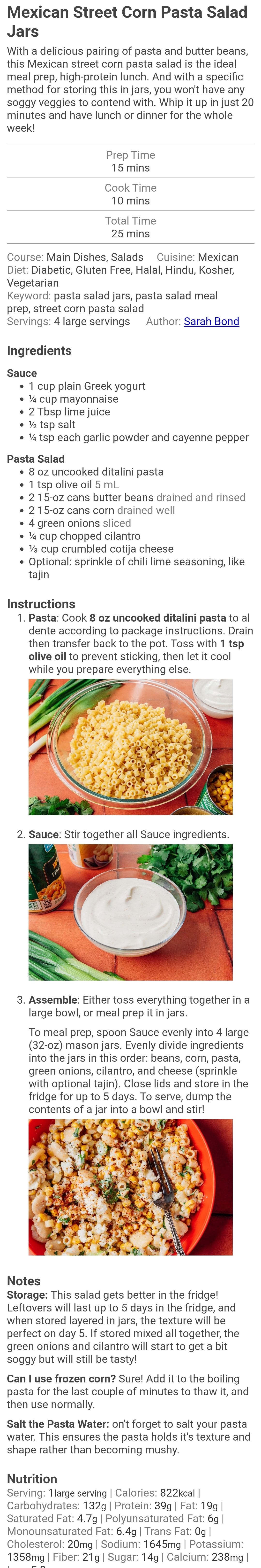 Mexican Street Corn Pasta Salad Jars