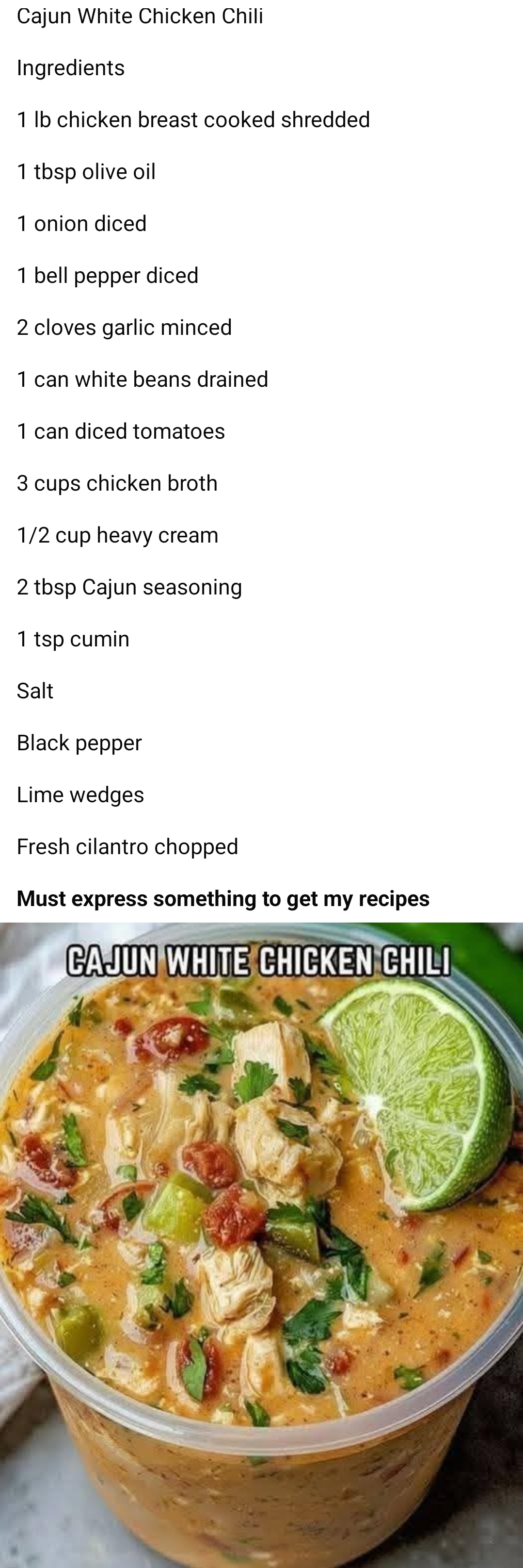 Cajun White Chicken Chili