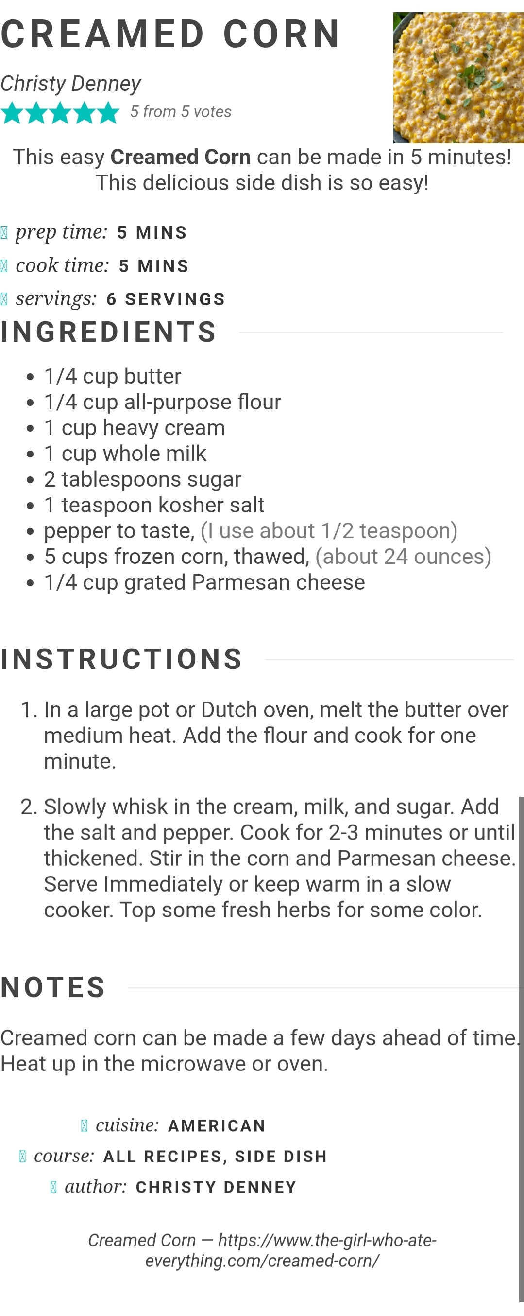 Creamed Corn