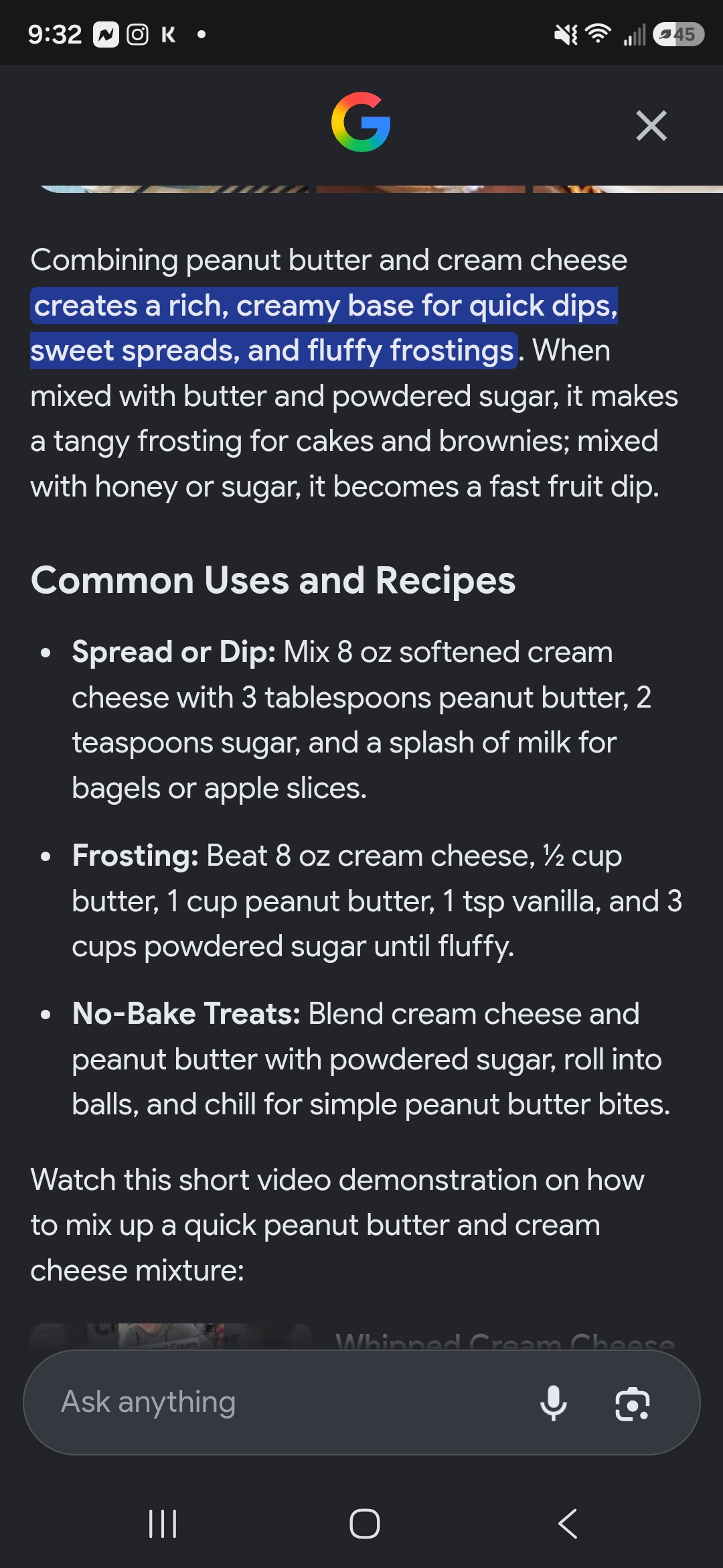 Peanut Butter and Cream Cheese Spread