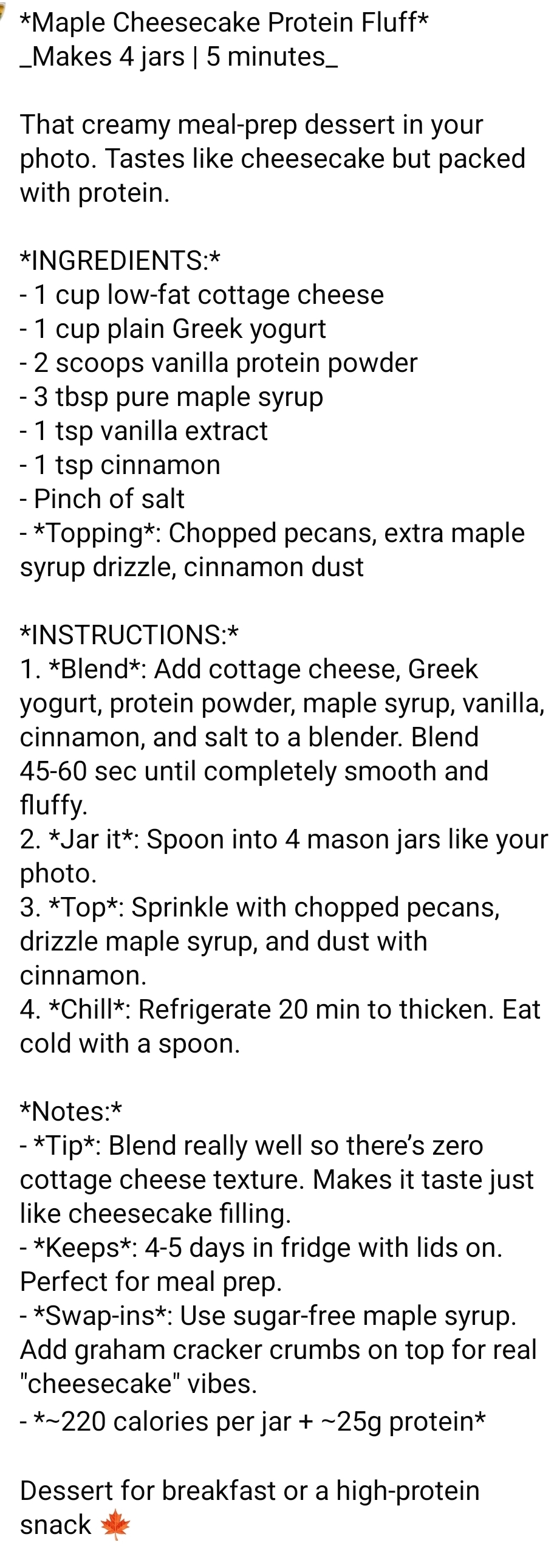 Maple Cheesecake Protein Fluff