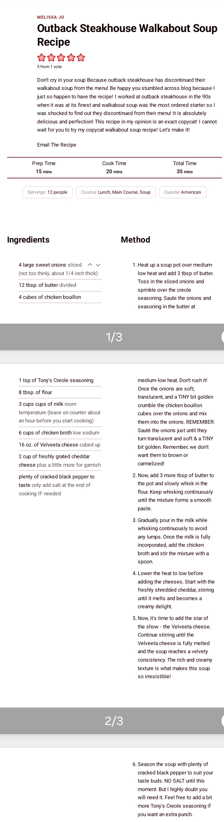 Outback Steakhouse Walkabout Soup Recipe