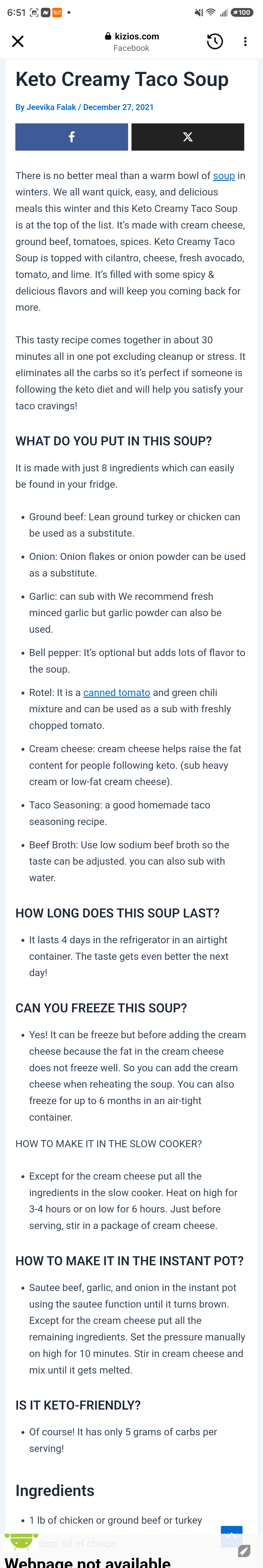 Keto Creamy Taco Soup