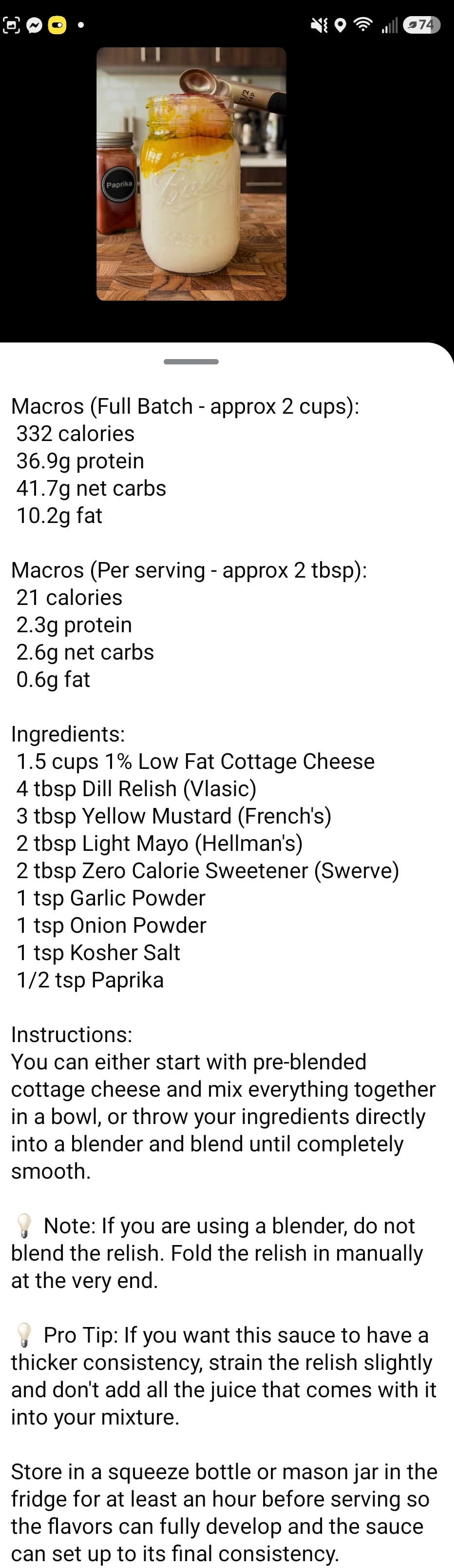 Cottage Cheese Sauce