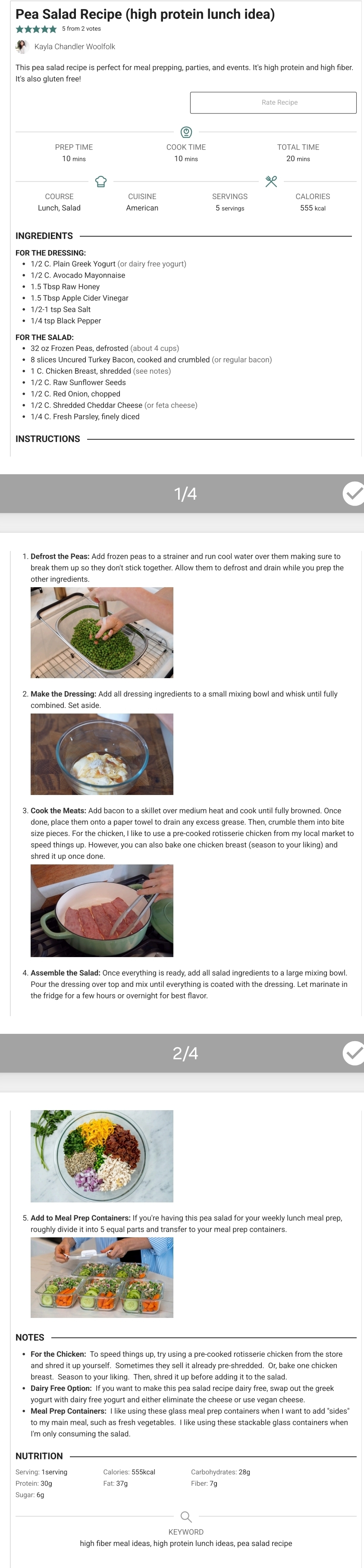 Pea Salad Recipe (high protein lunch idea)