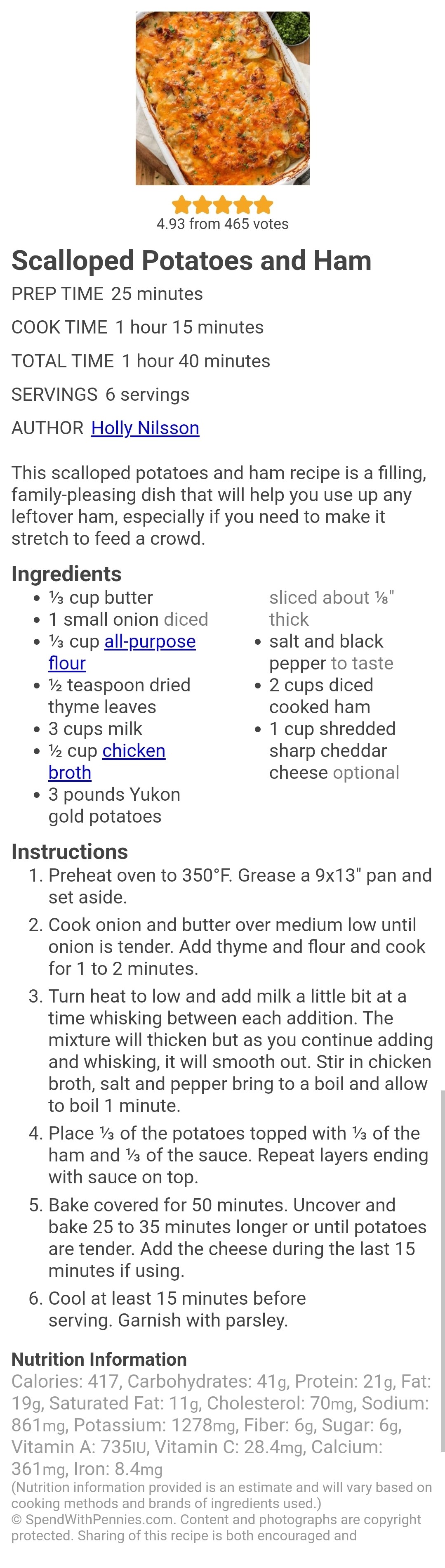 Scalloped Potatoes and Ham