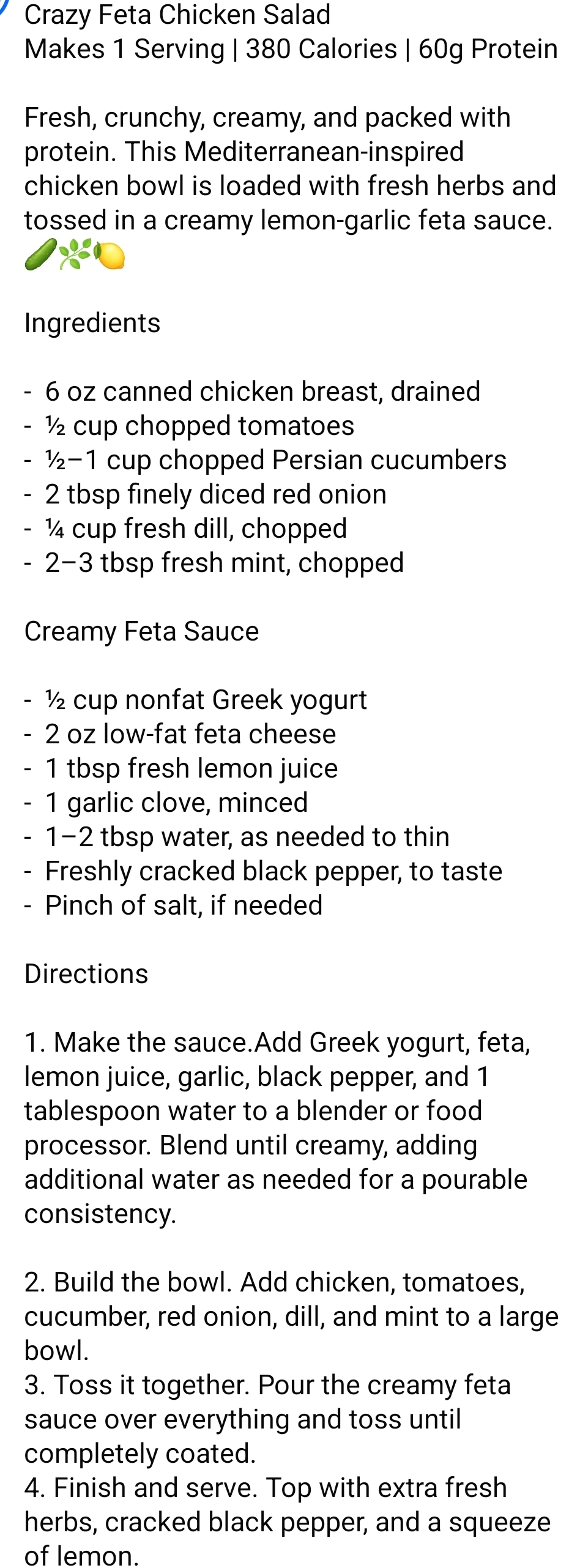 Crazy Feta Chicken Salad