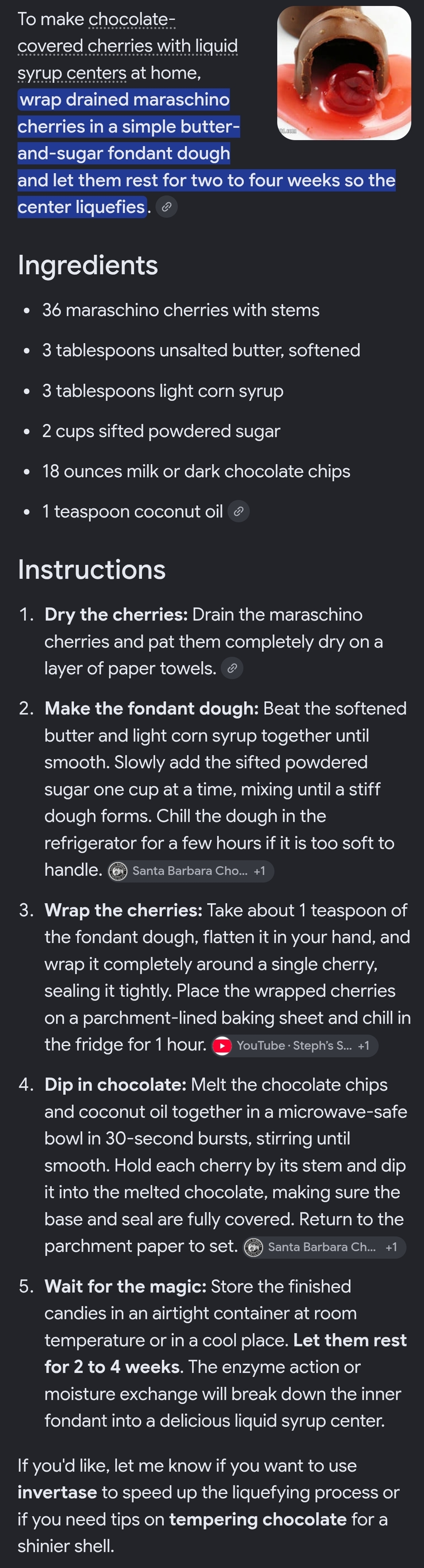 Chocolate-Covered Cherries with Liquid Syrup Centers
