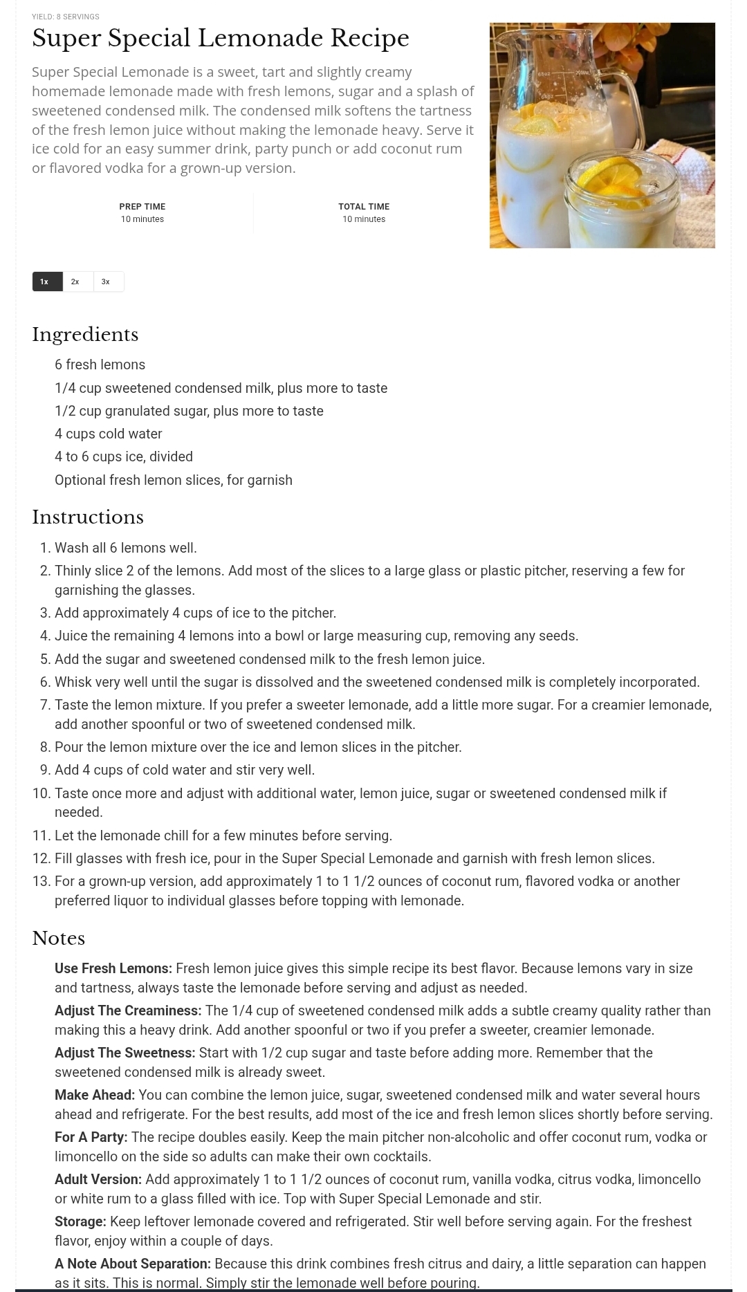 Super Special Lemonade Recipe