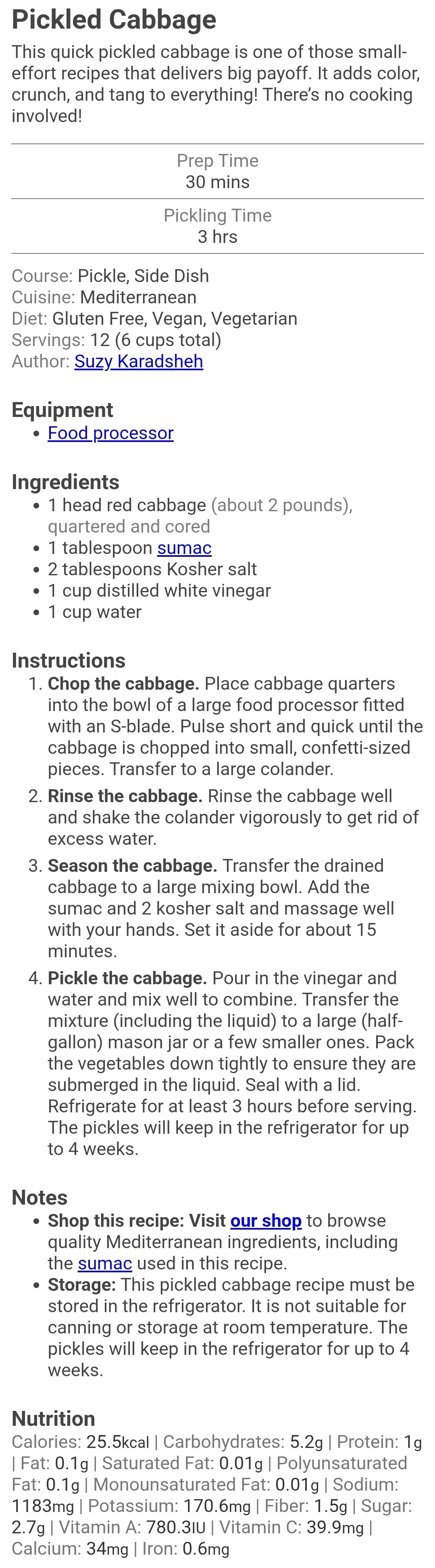 Pickled Cabbage