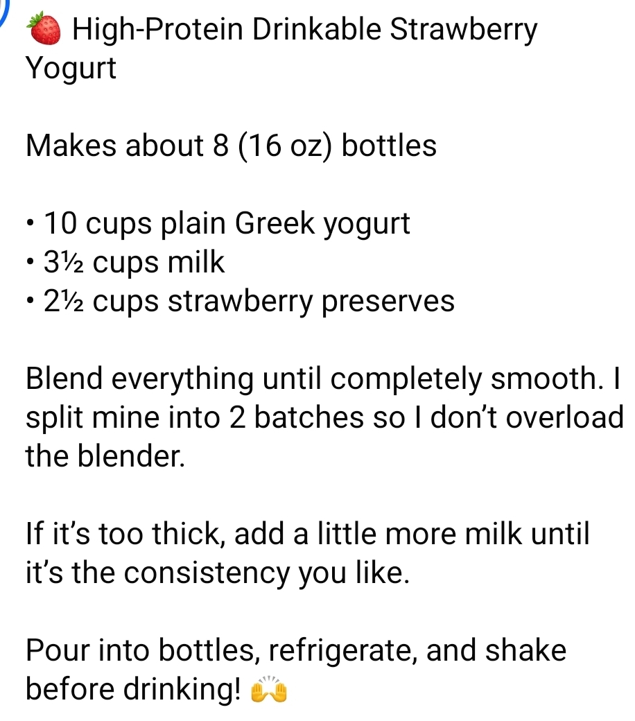 High-Protein Drinkable Strawberry Yogurt