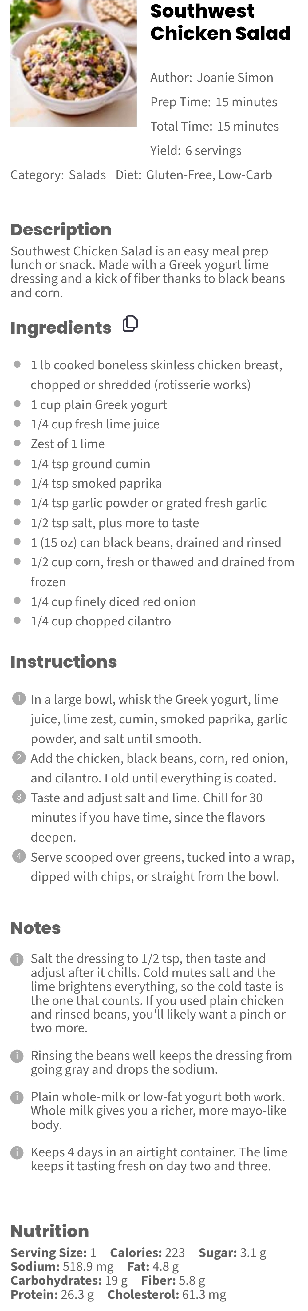 Southwest Chicken Salad