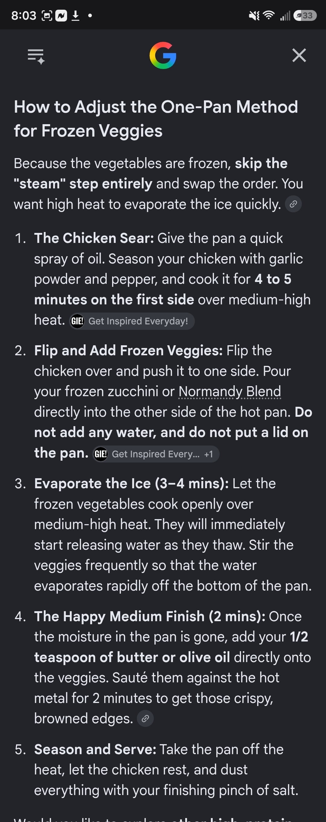 One-Pan Chicken and Frozen Veggies