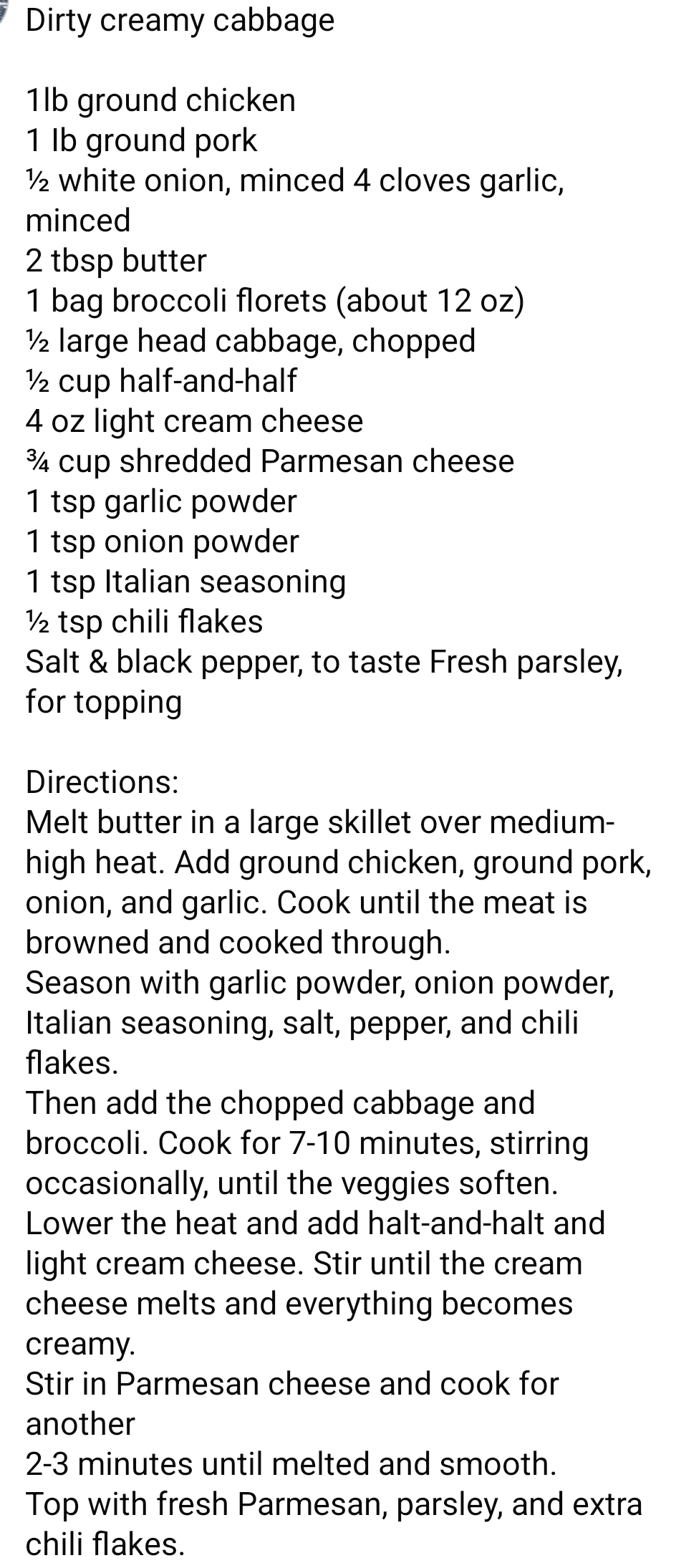 Dirty Creamy Cabbage