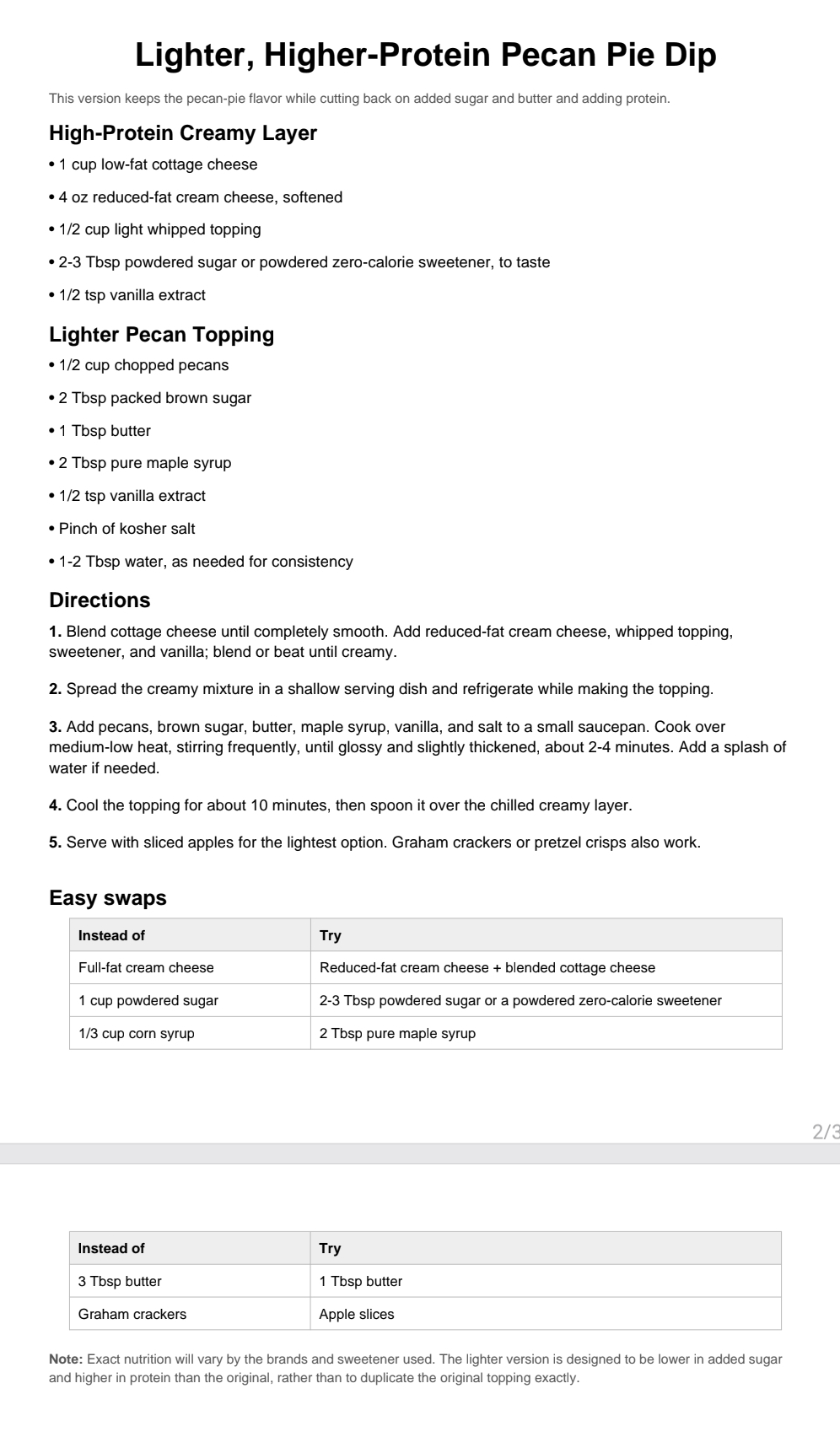 Lighter, Higher-Protein Pecan Pie Dip