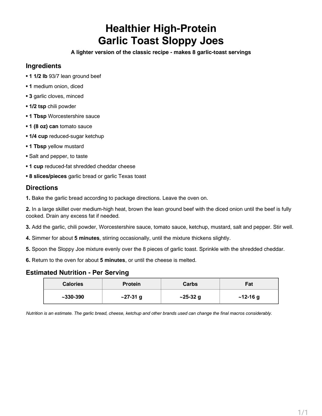 Healthier High-Protein Garlic Toast Sloppy Joes