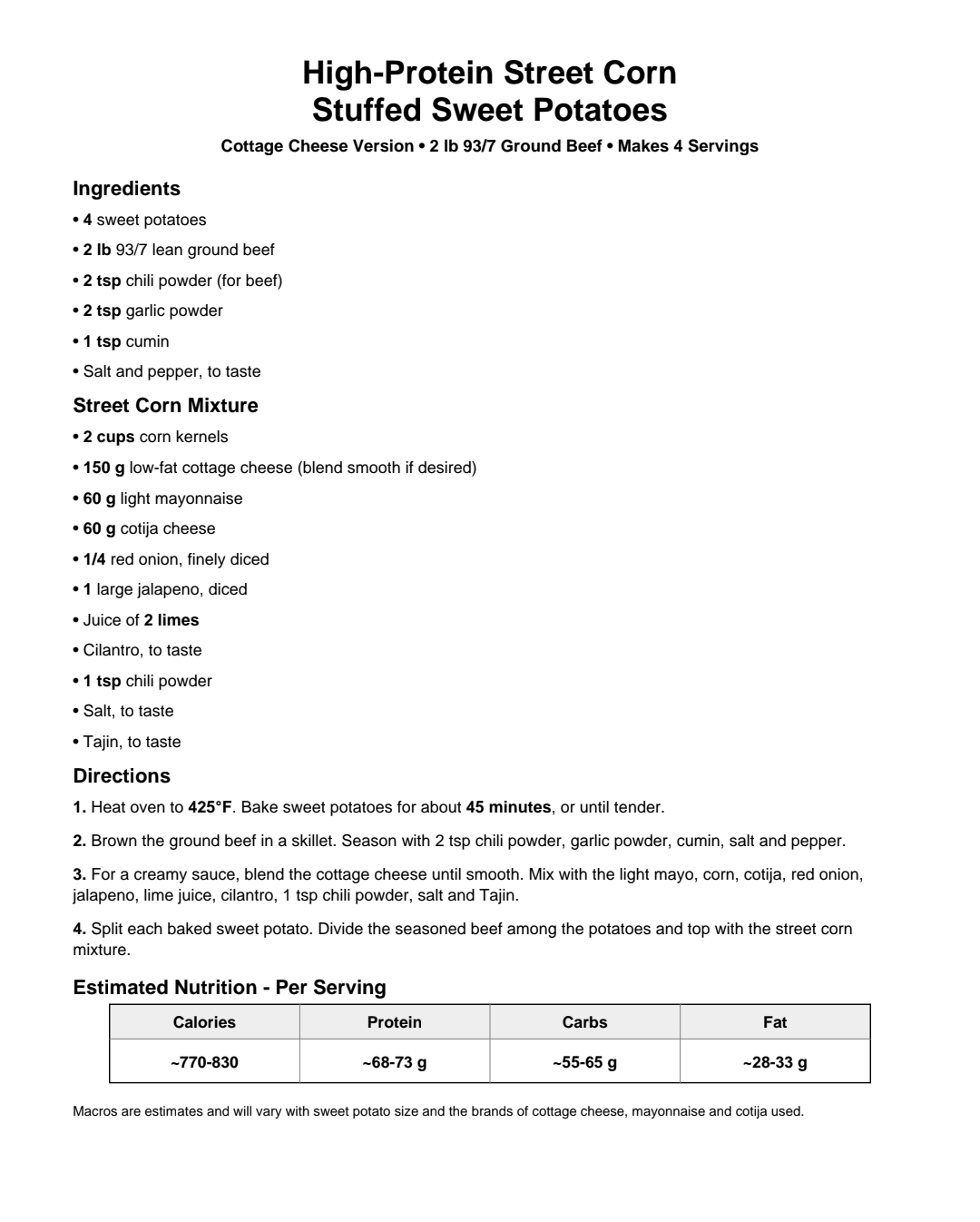 High-Protein Street Corn Stuffed Sweet Potatoes