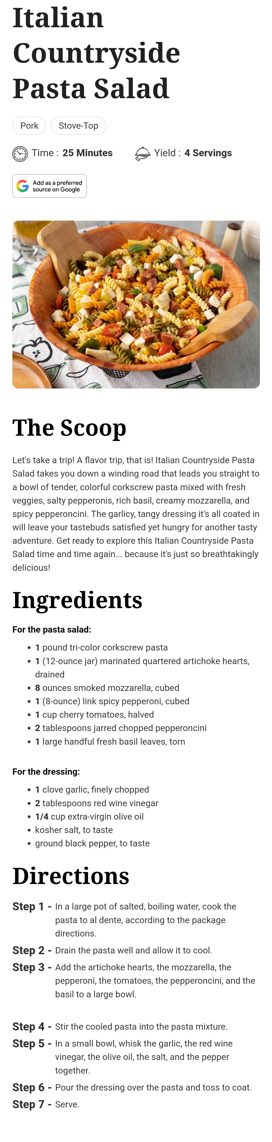 Italian Countryside Pasta Salad