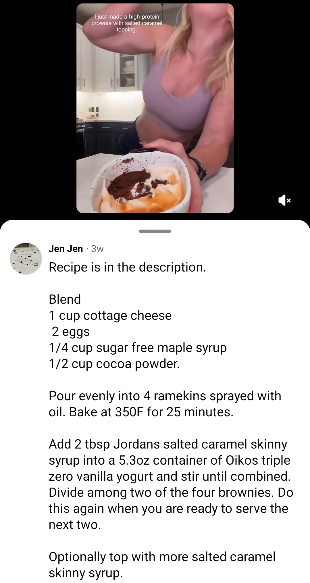 High-Protein Brownie with Salted Caramel Topping