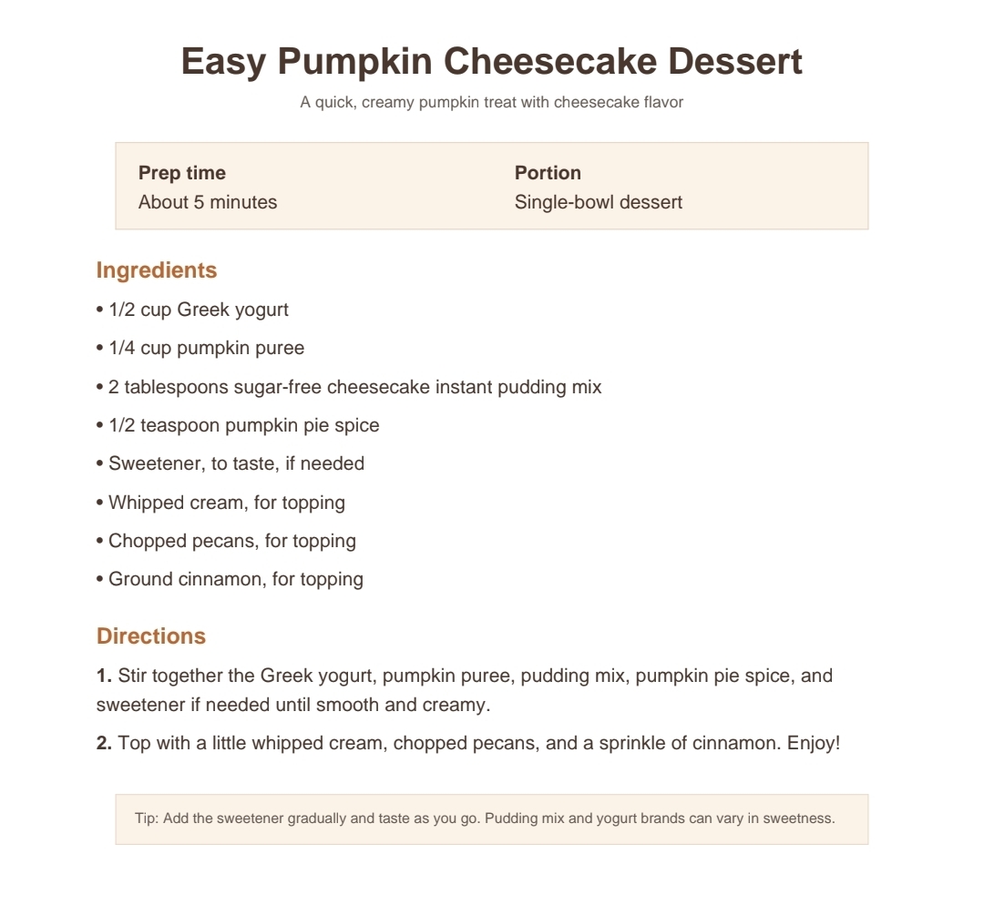 Easy Pumpkin Cheesecake Dessert