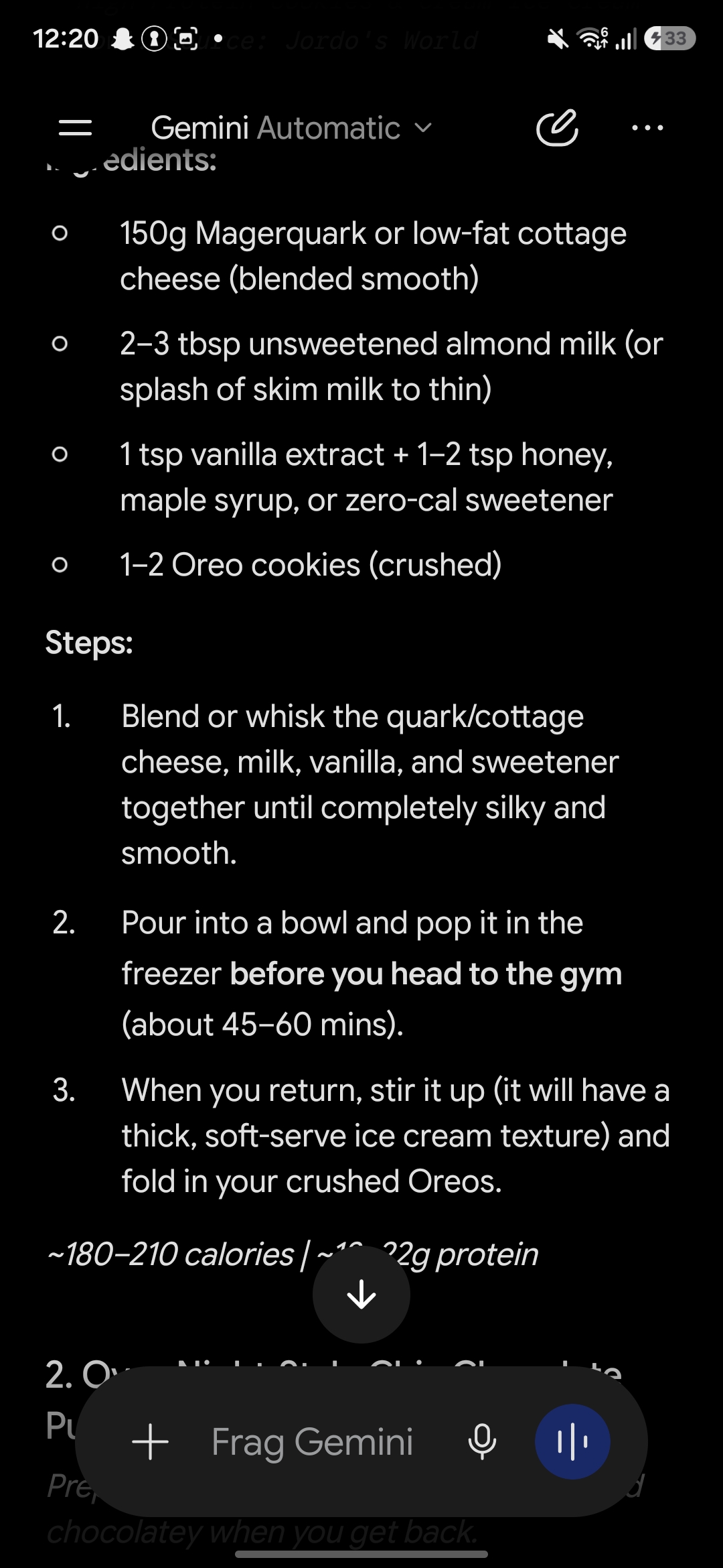 Oreo Protein Dessert