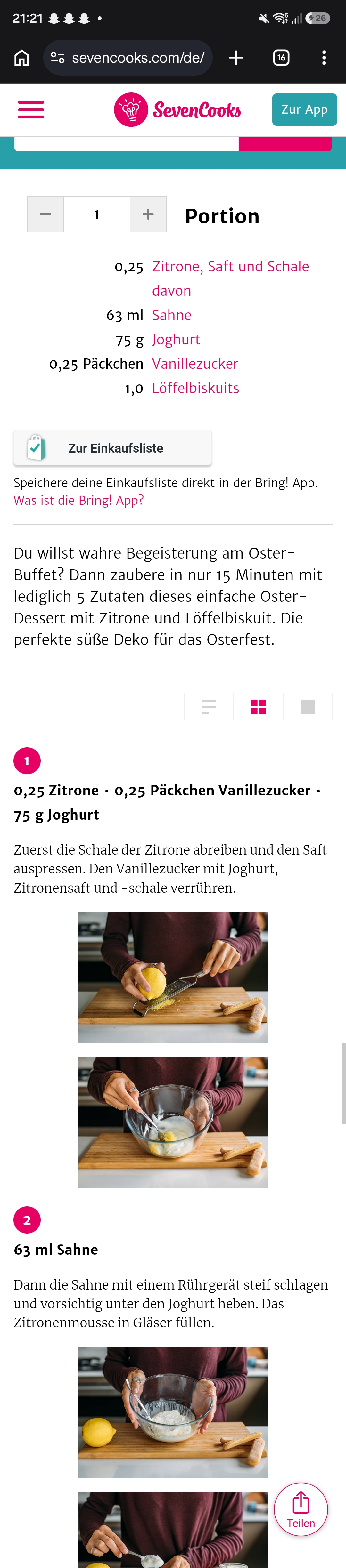 Zitronenmousse